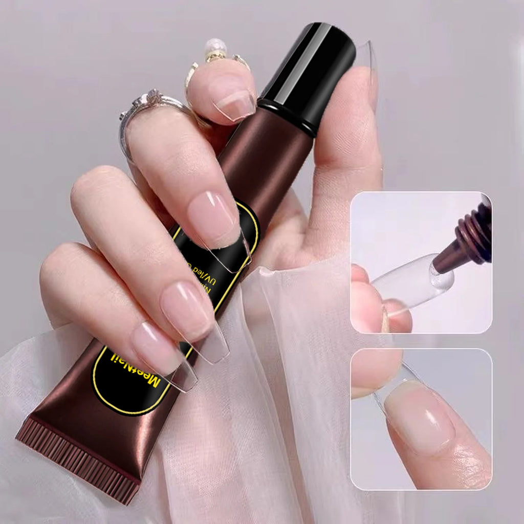 30g Gel Nail Glue UV/LED Lamp Required Super Strong Solid Gel 2pcs for Acrylic Nails Tips Press-Ons Extensions Soak-Off DIY