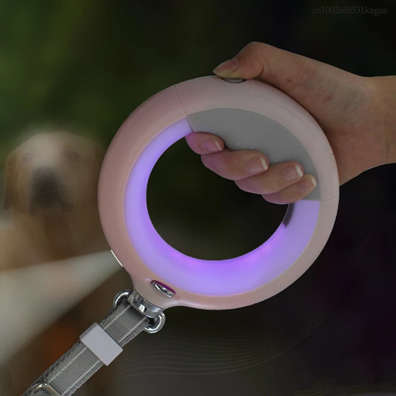 2M Pet Dog Leash with Flashlight LED Roulette Nylon Rope for Small Medium Large Dog Collar Extension Harness Puppy Walking Lead