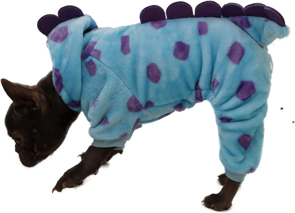 Winter Dog Pajamas Onesie Dinosaur Costume for Small Dogs and Cats, Dog Hoodies Cold Weather Jumpsuit for Christmas Halloween