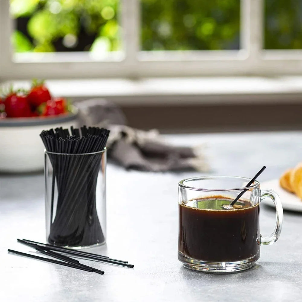 100-6000PCS Black Straws Coffee Drinking Straws Juice Drinking Tube Straw Tea Cocktail Straws Wedding Bar Party Wholesale