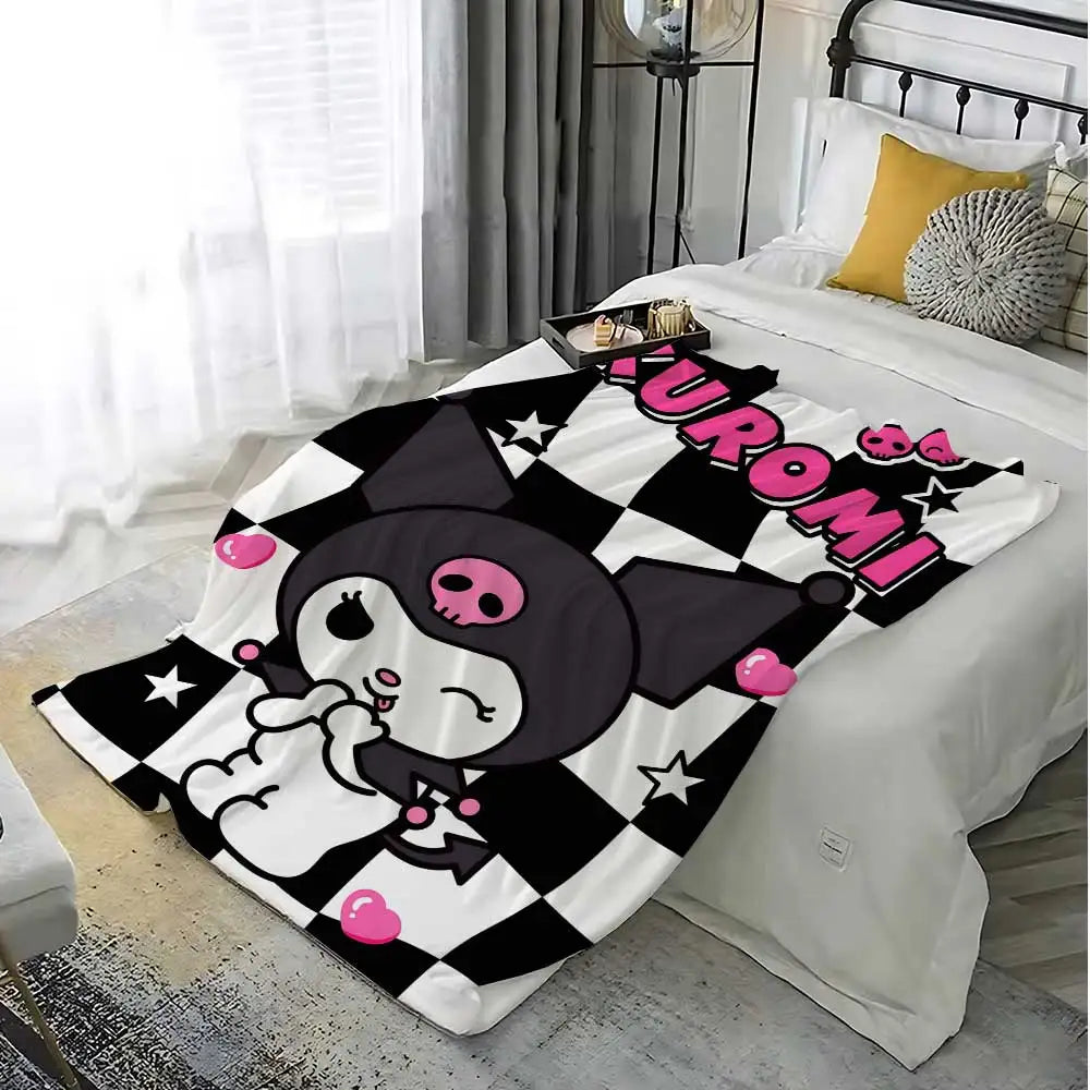 Kawaii Kuromis Flannel Blanket for Sofas Luxury Blankets and Throws Fluffy Plaid Home Interior Sofa Throw Knee Soft Nap Bed & &