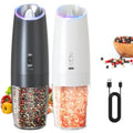 Rechargeable Salt and Pepper Grinder Set Gravity Electric Salt and Pepper Grinder Set LED Light Adjustable Coarseness for Home
