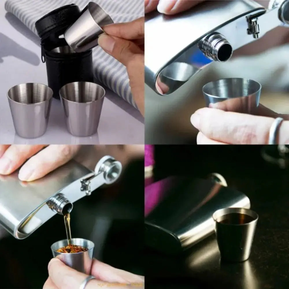 5Pcs/set 30/70ml Outdoor Practical Travel Stainless Steel Cups Mini Set Glasses For Whisky Wine With Case Portable Drinkware