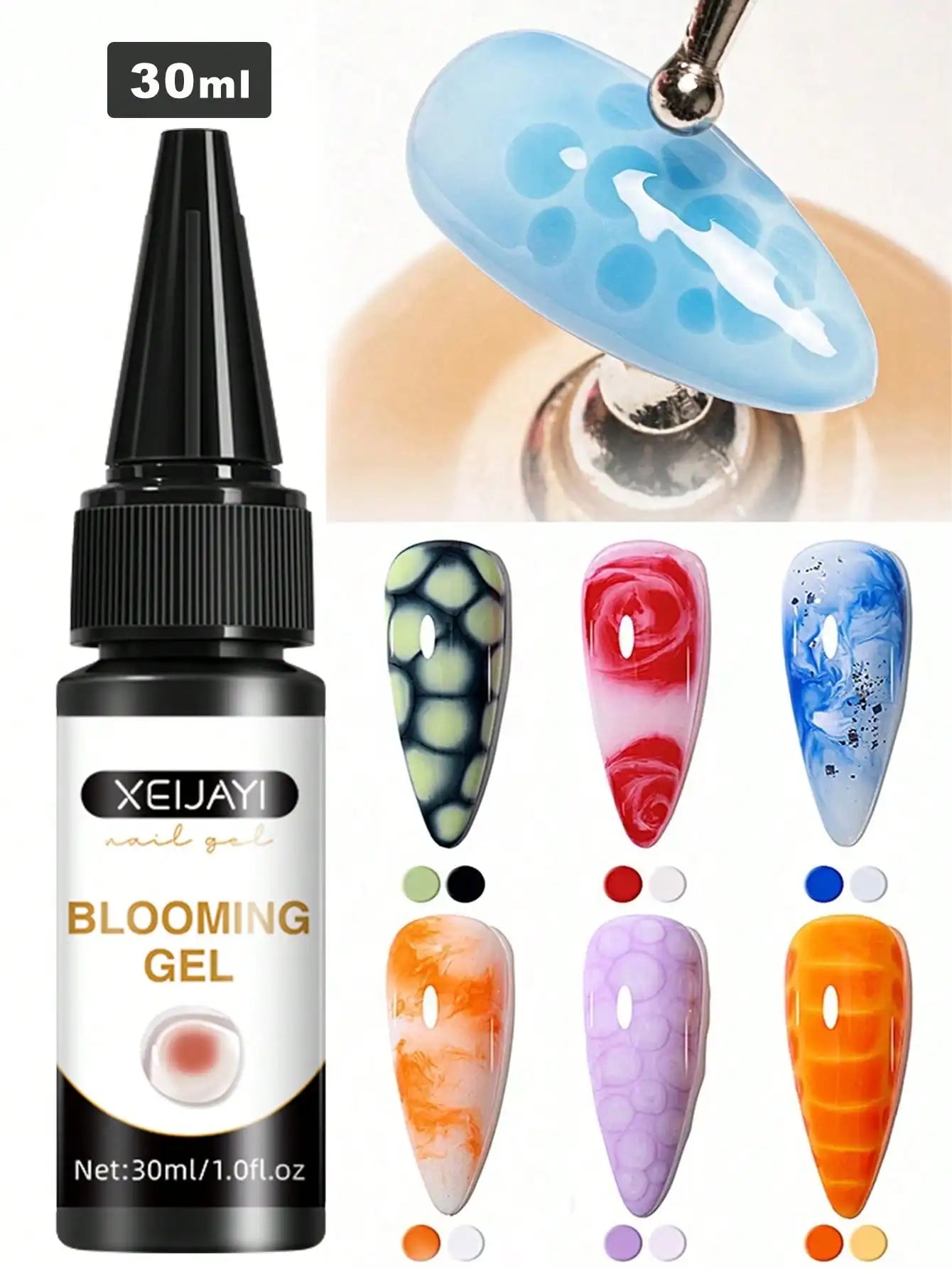 XEIJAYI 1pc Professional Blooming Gel for Stunning Nail Art - Create Gradient, Marble & Unique Patterns,