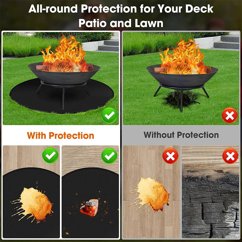LMETJMA Fire Pit Mat Under Grill Mat Round Grill Mat Fireproof Under Grill Mat Oil-Proof Waterproof BBQ Pad for Deck JT334
