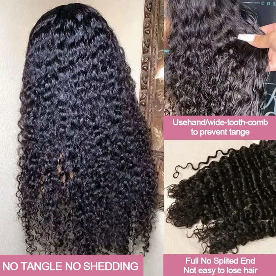 Water Wave Frontal Wig 13x6 HD Lace Brazilian Deep Curly 100% Human Hair Wigs Water Wave 34Inch 13x4 Lace Front Human Hair Wig