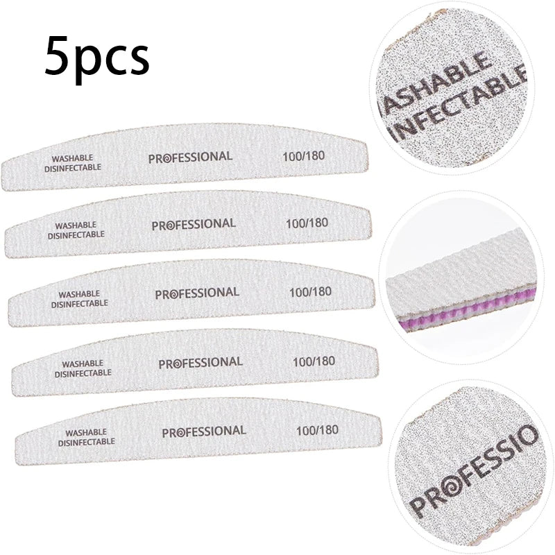 5-Piece Nail File Strips - Shape Nails, Smooth Edges, Remove Cuticles, Polish for Gel/Natural Nails