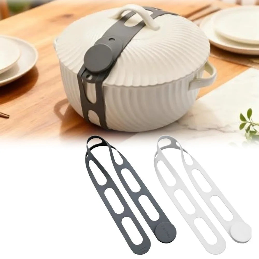 3/4pcs Silicone Slow Cooker Latch Strap Secure Hold Elastic Bundling Strap Multi-Use Adjustable Self-Lock Pot Lid Tie