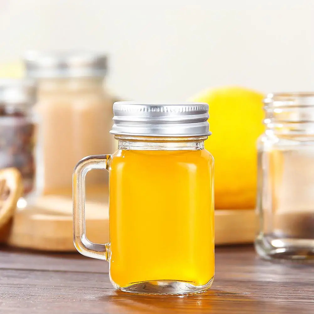 40ml/60ml/120ml Small Sealed Jar With Lid Portable Handle Cup Glass Bottle Leakproof Glass Water Bottle For Milk Coffee Gla X9j0