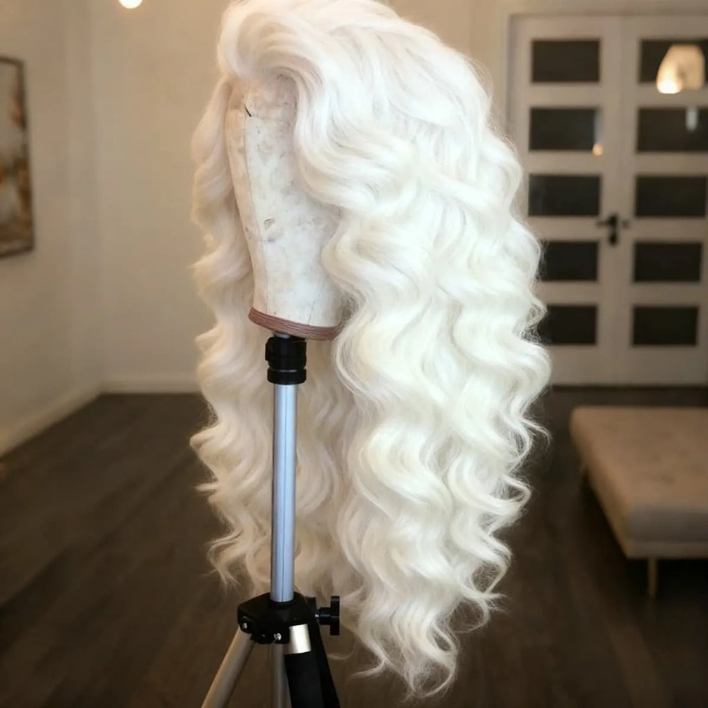 Platinum Blonde Body Wave Lace Frontal Wig for Women 200 Density Lace Front Wig 13x4 HD Transparent Lace Frontal Wig Human Hair
