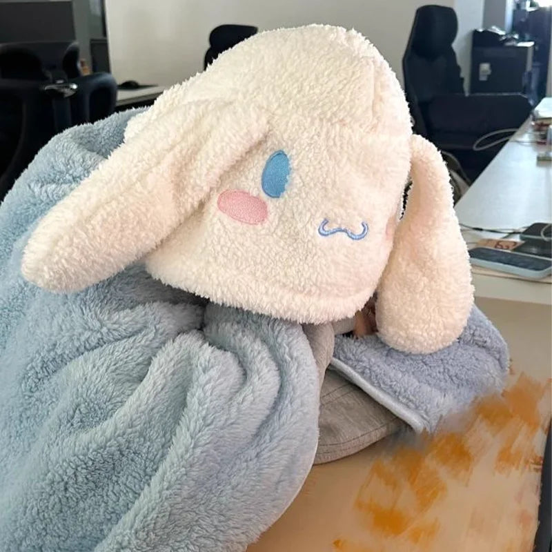 Cartoon My Melody Kuromi Cinnamoroll Cute Office Student Nap Blanket Blanket Hooded Poncho Blanket Air Conditioning Blanket Gift