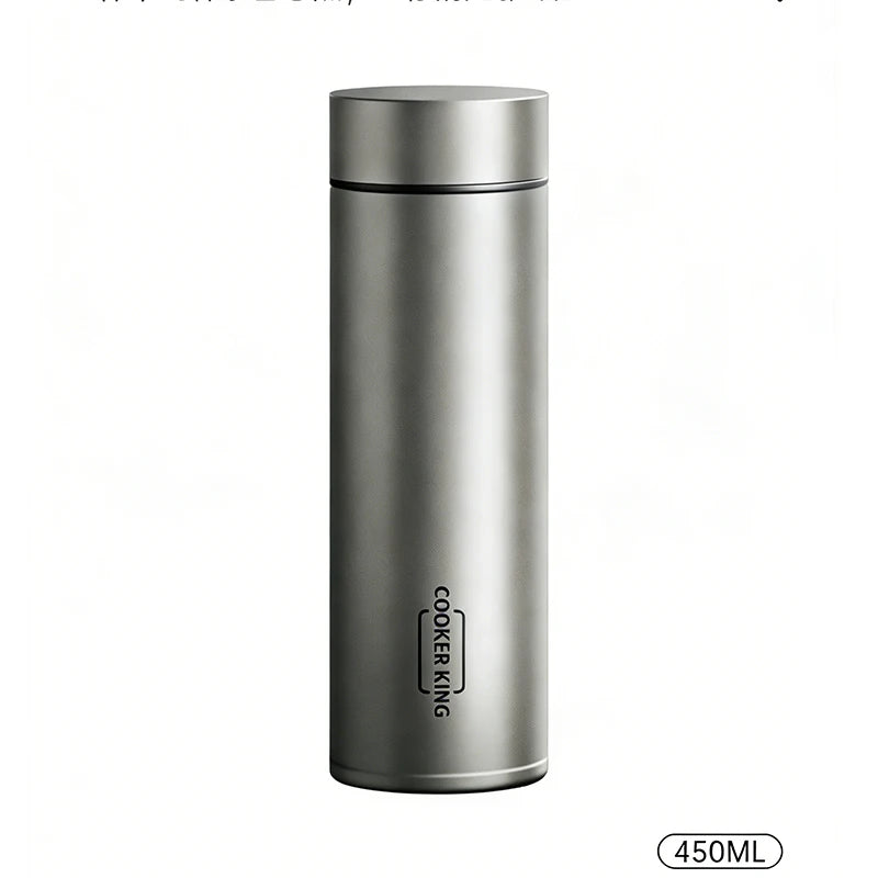 COOKER KING 450ML Pure Titanium Vacuum Tumbler with Tea Strainer, Hot Cold Cup for Office Travel, Men Women Gift