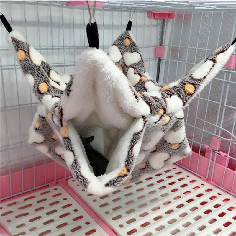 1/2 pcs Hamster Hideout Cage Print Fleece Guinea Pig Sugar Glider Sleeping Bed Rodent Hammock Rat Little House Animals Supplies