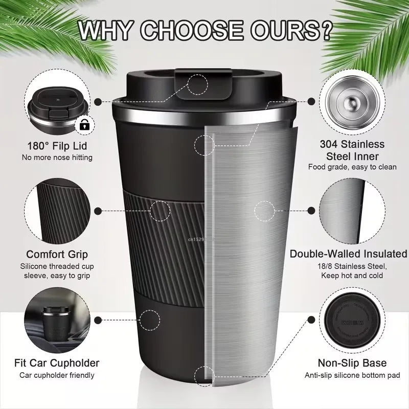 1PC 380ml/510ml Stainless Steel Coffee Cup Leak-Proof Thermal Mug Insulated Bottle Car Garrafa Termica Cafe Copo Termico Caneca