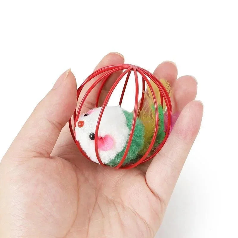 Cat Pet Toy - Random Color Mouse Ball Cage for Kittens - Pet Supplies and Accessories for Felines