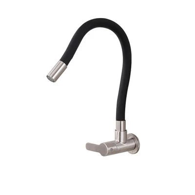 1PC SUS304 Stainless Steel Kitchen Faucet Universal Telescopic Tube Single Cold Tap Wall Mount Thread G1/2'