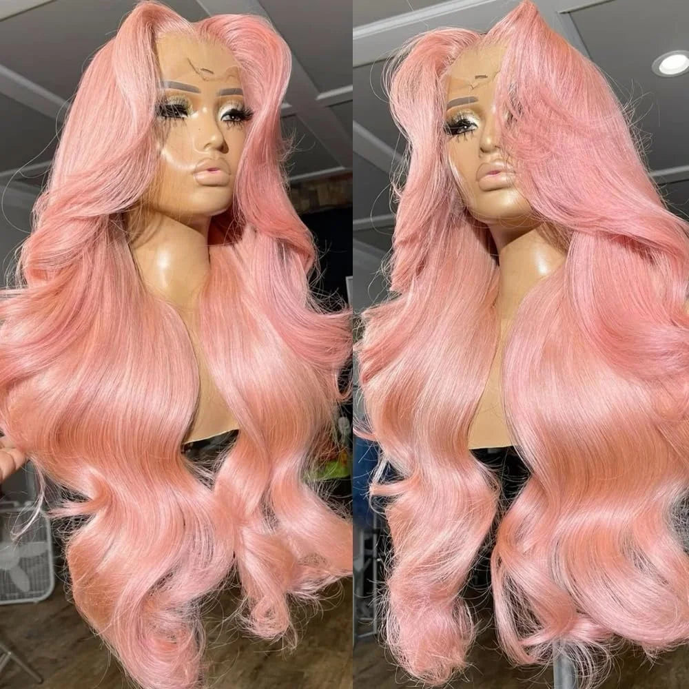 36 Inch Body Wave Human Hair Wigs HD Lace Front Wigs 13x6 Human Hair for Women 180% Density 13x4 Lace Frontal Wig Pink Body Wave