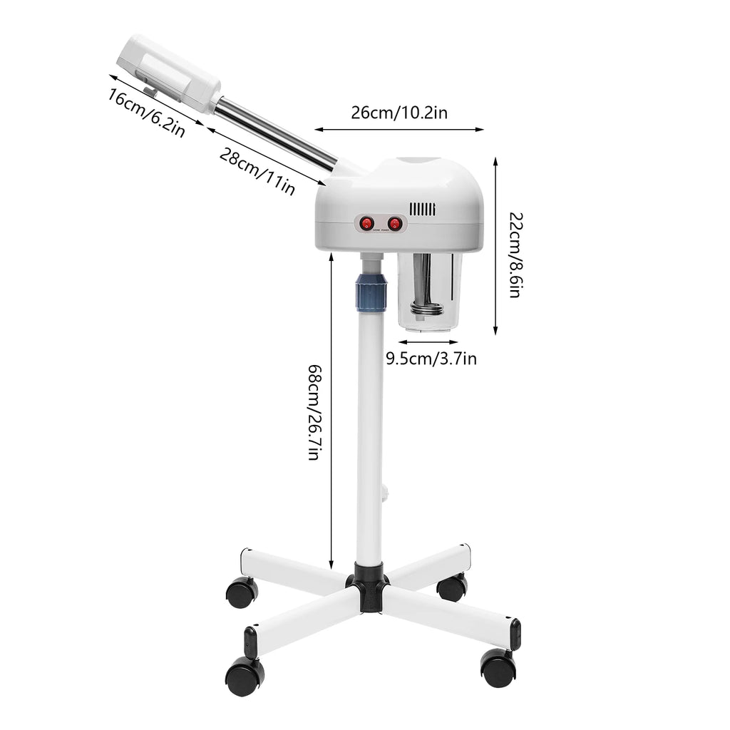 750ml Ozone Facial Steamer Height Adjustable Sprayer 360° Rotatable Movable Skin Care Equipment for Salon Beauty Spa White/Black