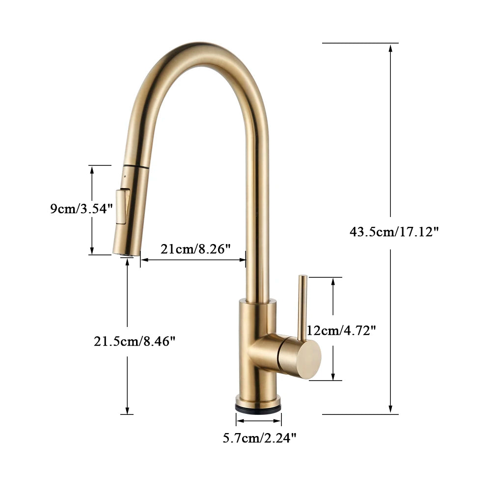 Black Sensor Kitchen Faucets Stainless Steel Smart Induction Pull Out Mixed Tap Single Handle Touch Control 360 Rotation Tap