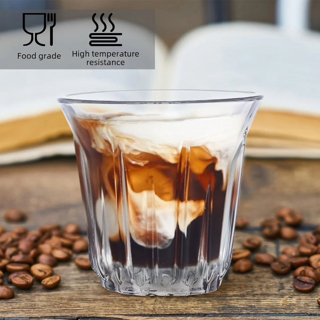 2 Pack Espresso Cups, Clear Glass Cups for Coffee, Coffee Mugs Glasses Espresso Accessories in Kitchen/Office/Bar, Easy to Clean