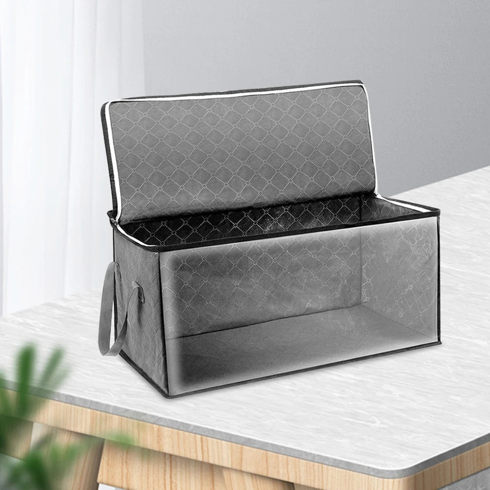 Non-woven Storage Bag Foldable Quilt Clothes Storage Bag Large Capacity Clear Window Wardrobe Clothing Organizer Sorting Box Bin