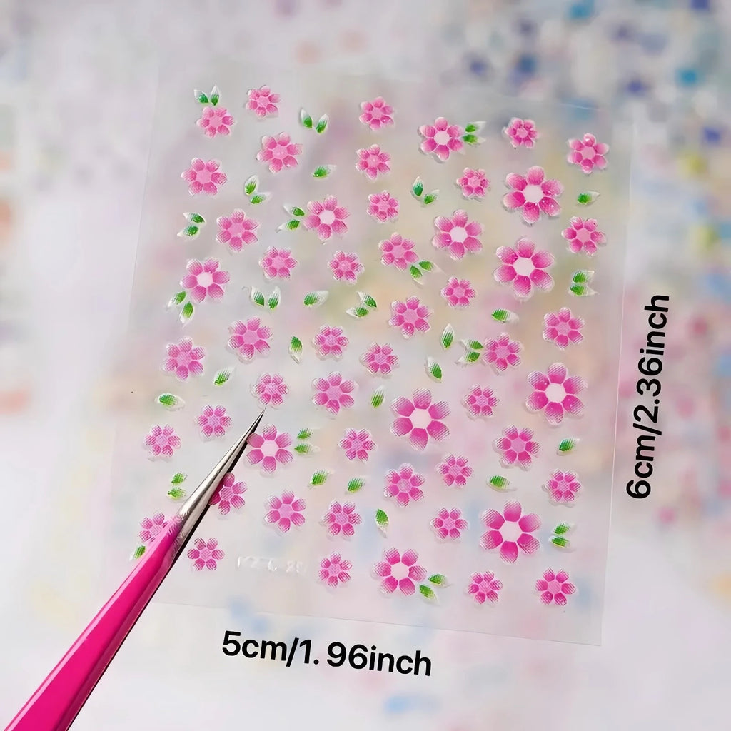 30 Pieces of Flower Nail Art Stickers Decals3D Self-Adhesive Cute Daisy Flower Nail Decals