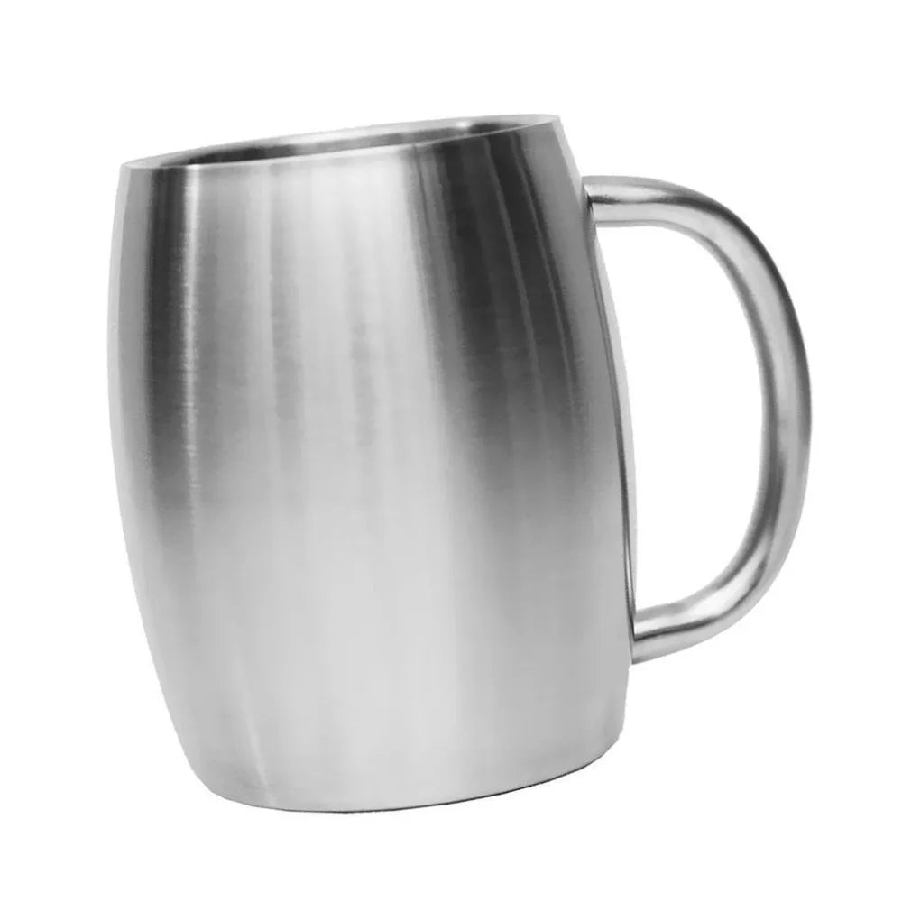 Portable Stainless Steel Beer Mug 420ml Double Wall Insulation Thermal Cup Light Weight Office Water Mug