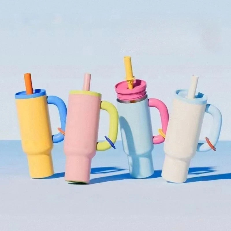 304 Stainless Steel Straw Insulated Ice Cup Thick Portable Handle Design for Trendy 40OZ Insulated Cup  Outdoor Travel