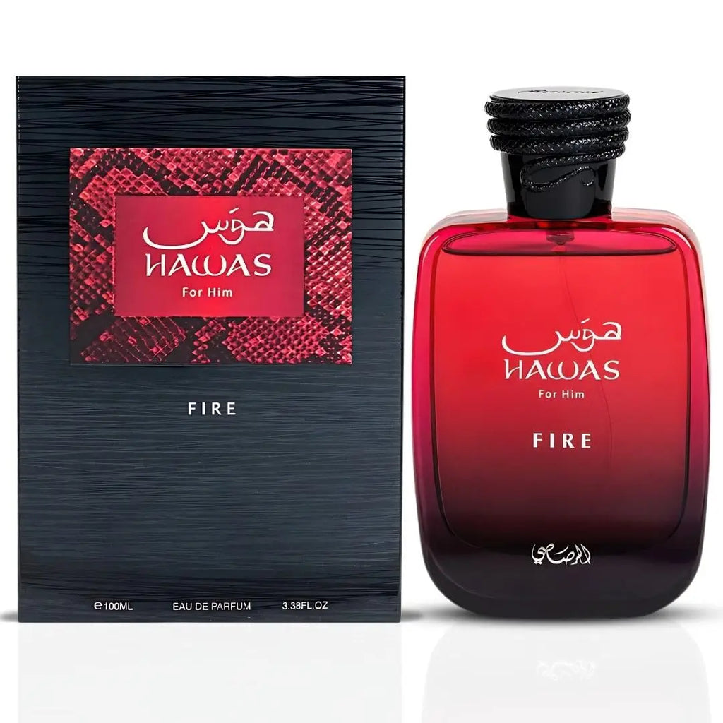 RASASI Hawas Fire Eau De Parfum Spray 100ML(3.4 Oz) - Bold Long Lasting Arabian Perfume for Men with A Fiery Essence