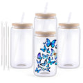 HTVRONT 8/4 Pack 16OZ Clear/Frosted Glass Sublimation Tumblers with Bamboo Lid Sublimate Tumbler Blanks DIY for Iced Coffee Cups