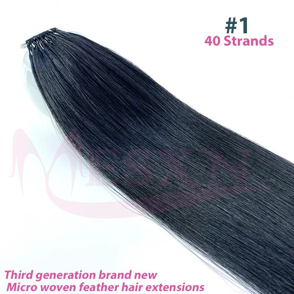 MESXN Third  Feather New hair extensions Straight Natural Real Human Hair Microring Hair Extensions  Brown Blonde  for salon