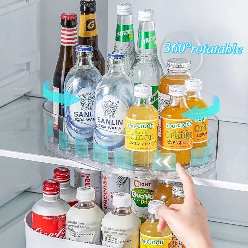 360 °   Rotating Tray Lazy Susan Fridge Organizer Turntable Storage Tray Clear Food Storage Organizer Spice Rack Cabinet Organiz