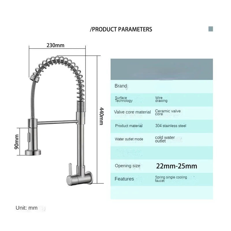 Kitchen Wall Faucet Deck Mounted Single Cold Tap 360 Degree Rotation Stream Sprayer Nozzle Sink Taps Batidora  Grifo Cocina