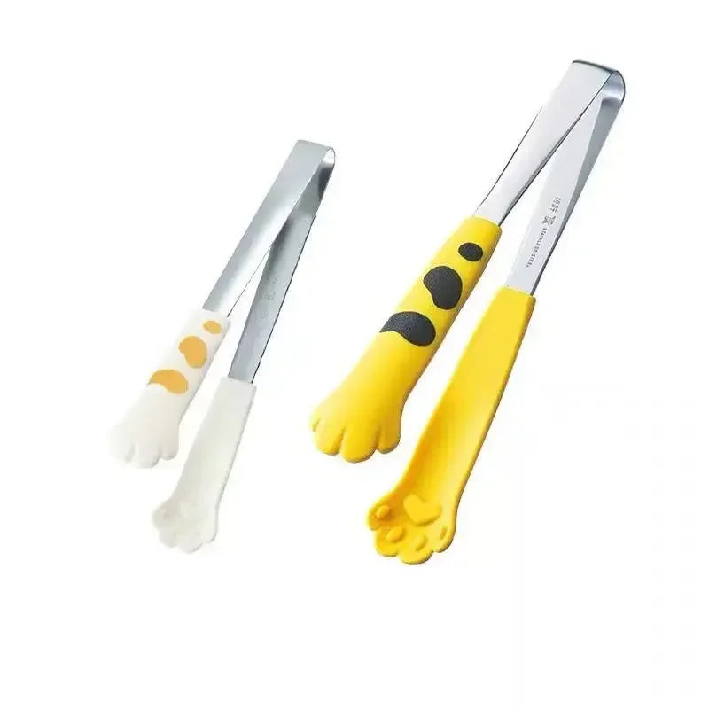 Japanese Cat Paw Shape Food Tongs Cute Cartoon Meal Tongs Stainless Steel Barbecue Tongs Sandwich Baking Clip Kitchen Gadgets