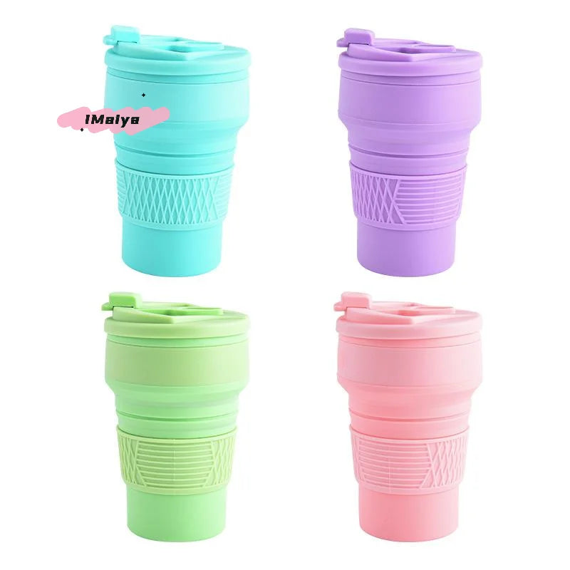 1Pc 350ml Collapsible Silicone Coffee Mug Travel Cup Folding BPA-Free Food Grade Insulated Flask Water Cup