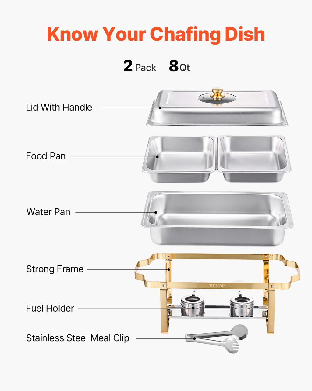 SucceBuy 2/4 Pack Chafing Dish Buffet Set Stainless Steel Chafer with Half Size Pans Rectangle Catering Warmer for Party Banquet