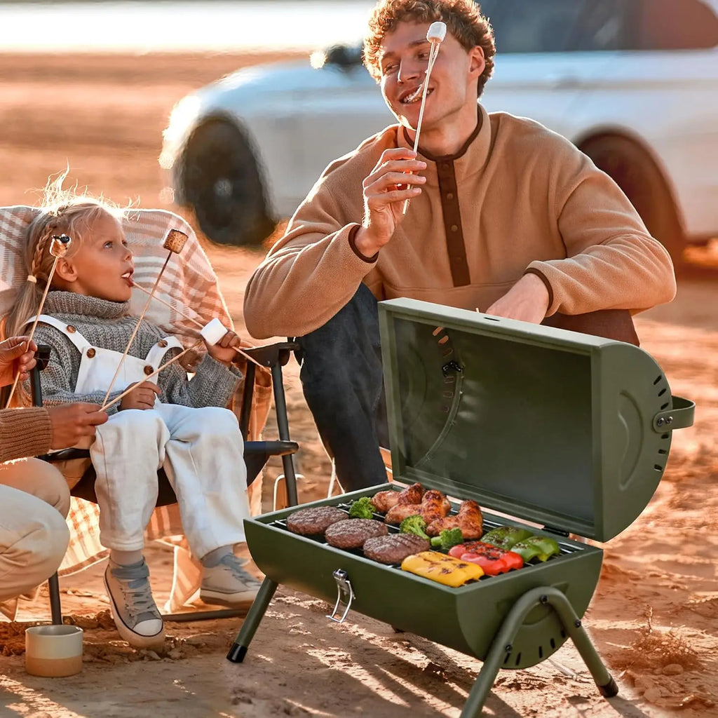 CC1015L Portable Charcoal Grill, 147 Sq. In. Cooking Area, with Four Air Vents, Lid Latch Buckle, Lid Handle, for, Customized