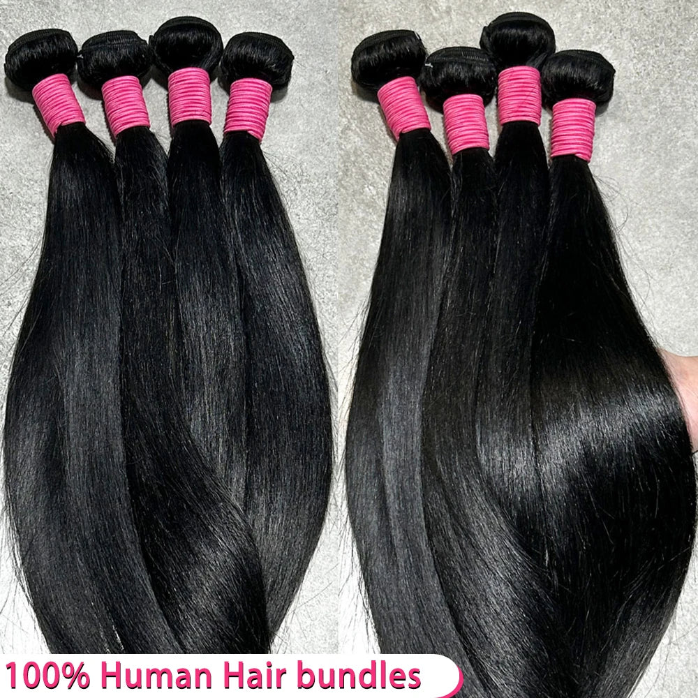 16A Brazilian Body Wave Bundles With 4x4 Lace Closure Human Hair 30 40 Inch 100% Raw Unprocessed Human Hair Extensions Bundles