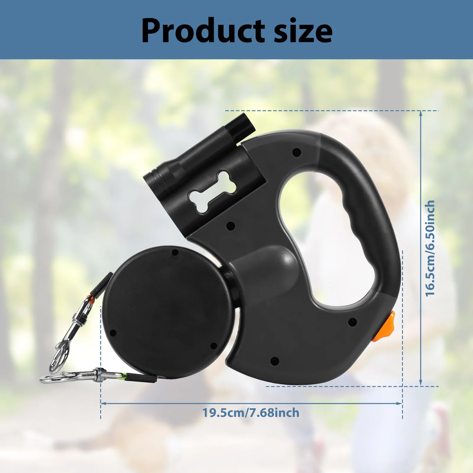 2 IN 1 Retractable Dog Leash 3M Reflective Dog Walking Leash with Light and Garbage Bag Compartment for Small Medium Dogs