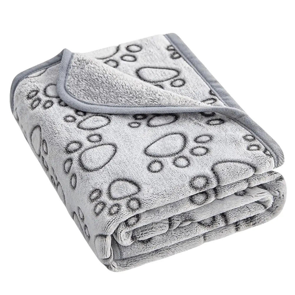 Flannel Pet Sleep Mat Paw Print for Dog Cat Soft Warm Blanket Washable Pet Blanket for Sofa Bed Car Seat