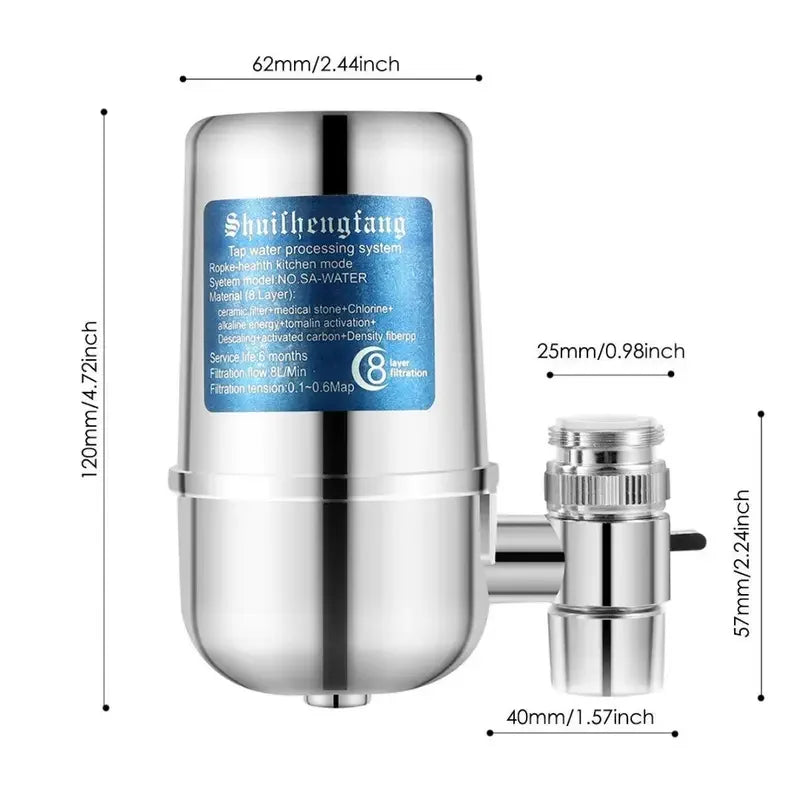 Faucet Water Filter Faucet Mounted Water Filter System Home Kitchen Water Purifier Tap Water Filter to Reduce Chlorine