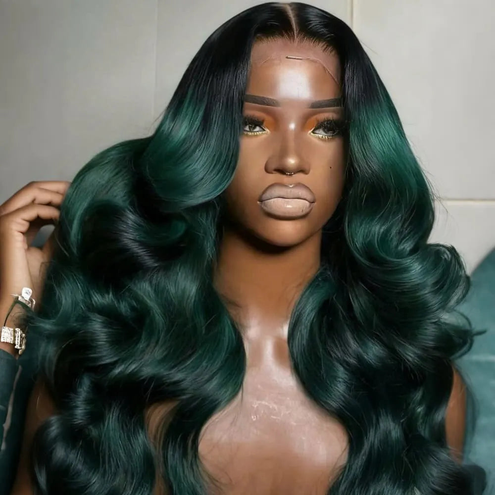 Green Body Wave Lace Front Wig Human Hair 13x4 HD Lace Front Wig Human Hair 200 Density Lace Front Wig Human Hair for Women