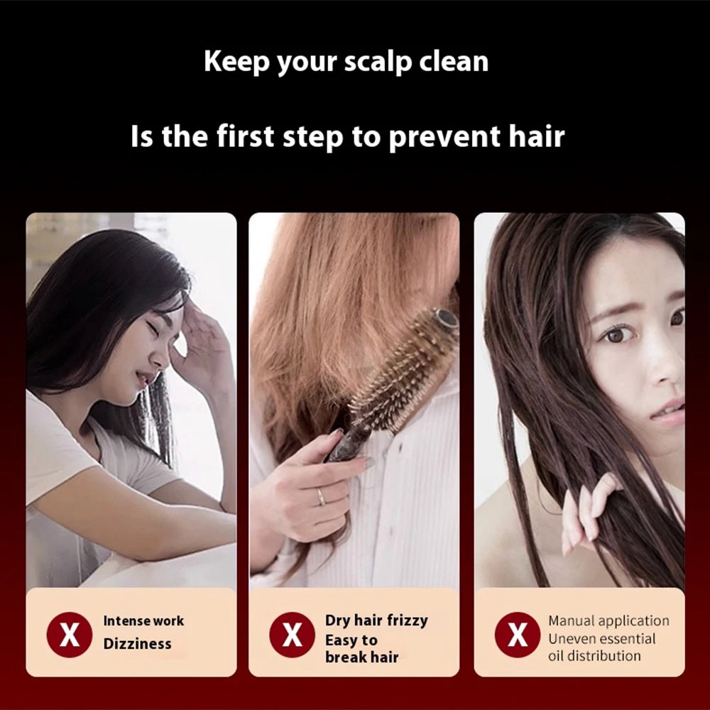 3 Modes Electric Vibration Massage Comb Red Light Hair Growth Massage Scalp Brush Oil Liquid Applicator Head Massager Anti Loss