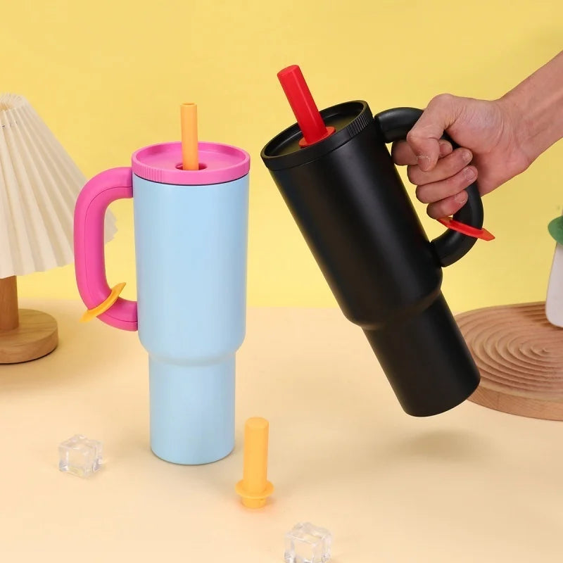 Stainless steel car thermos cup Dopamine color matching giant thermos cup with handle Stainless steel car thermos cup with