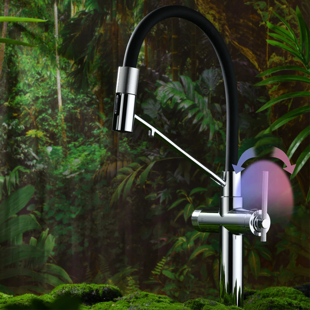 AITANA brushed rose gold pull-out kitchen faucet with luxury drinking water mode 3 function hot&cold water single hole sink Tap