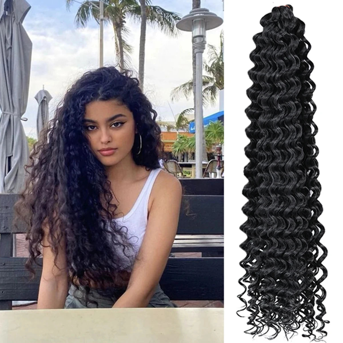 Long Deep Wave Braiding Hair 28 Inch Ocean Wave Crochet Hair Synthetic Deep Curly Crochet Hair Extensions For Black Women