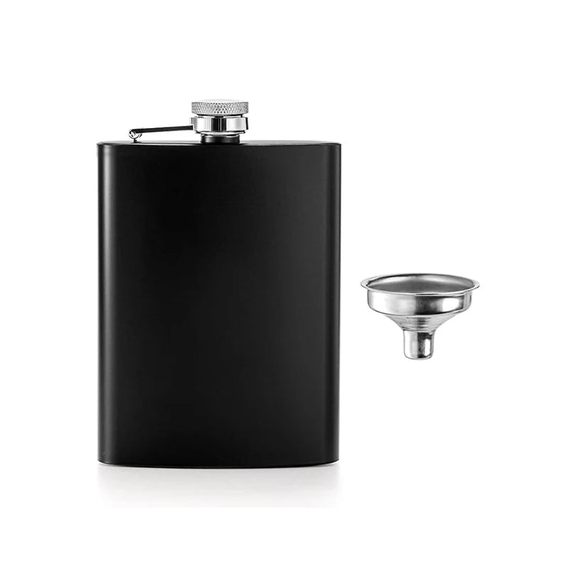 8 10 12 oz Stainless Steel Hip Flask with Funnel Pocket Hip Flask for Liquor Outdoor Wine Bottle Pot Cup Whiskey Hip Flask Black