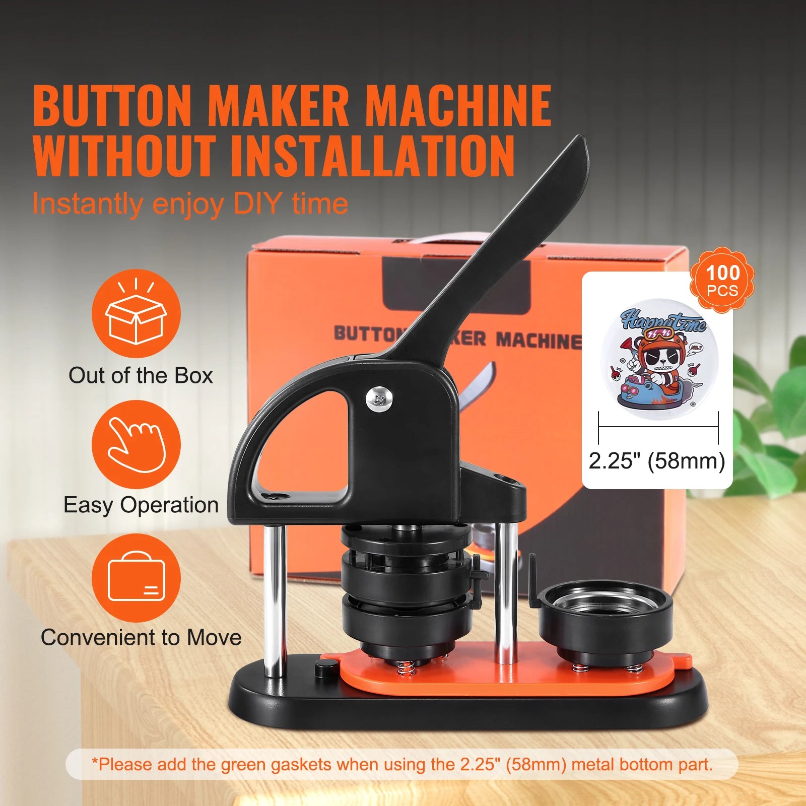 SucceBuy Button Maker 25/32/58 Pin Maker with Button Parts Ergonomic Arc Handle Punch Press Kit Button Maker Machine