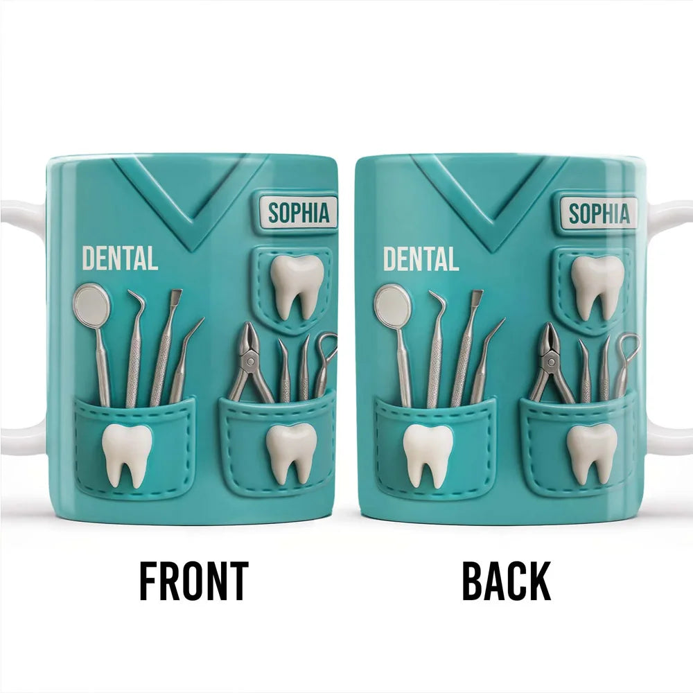 【Custom Dentist Mug】Personalized Dentist Coffee Cup with Name & Logo, 11oz Ceramic Doctor Water Mug, Gift for Dentist,