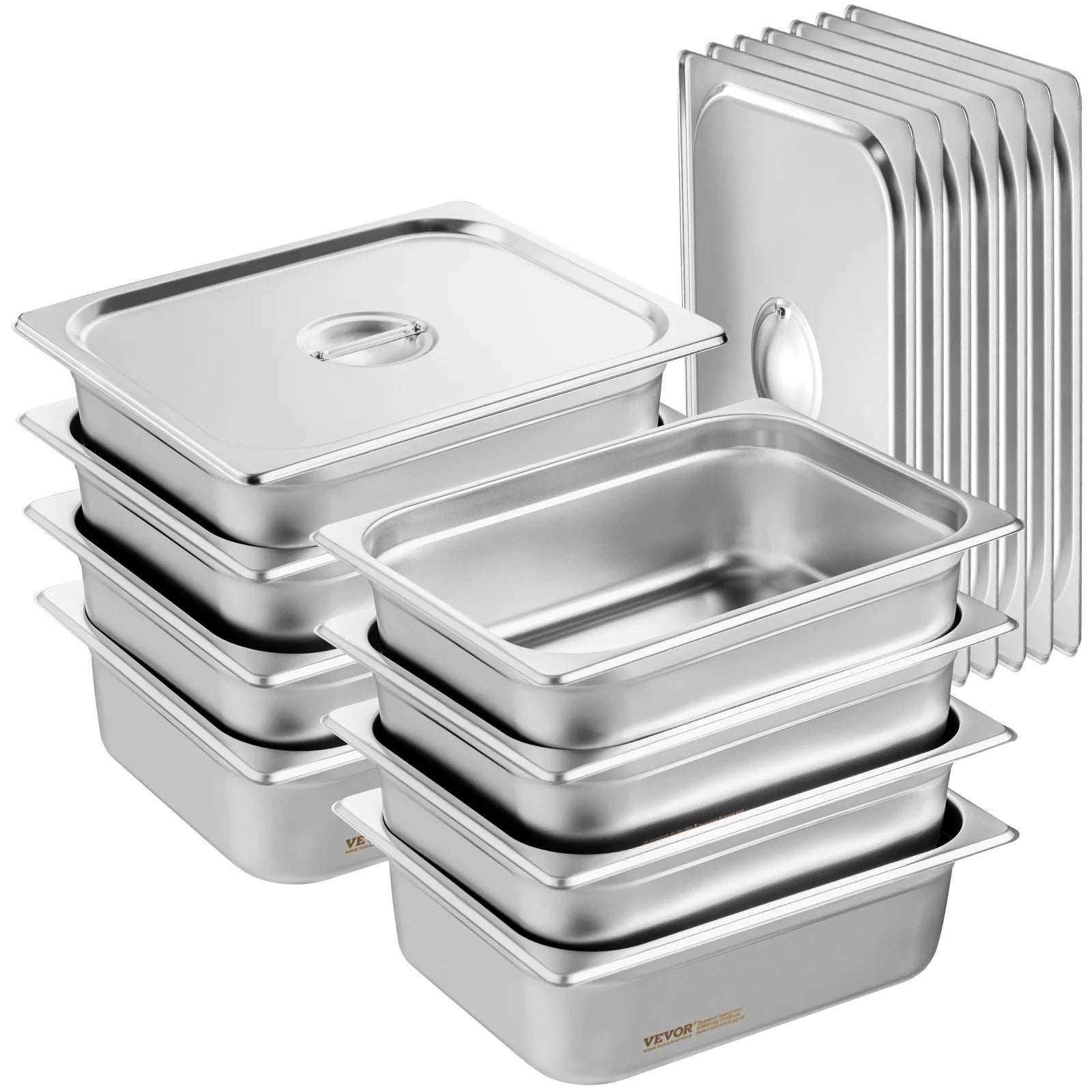 SucceBuy 8 Pack Hotel Pans 1/2 Size Anti-Jam with Lid 0.8mm Thick  4-In Deep Catering Storage Food Pan for Industrial&Scientific